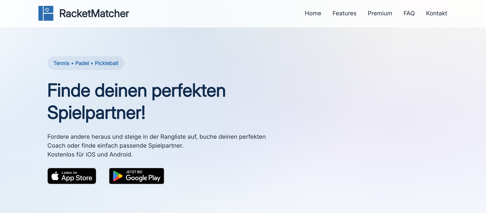 RacketMatcher — App zur Tennisschläger-Beratung, entwickelt von franzdesign